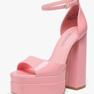 Dream Pairs Pink Platform Sandals with Block Heel